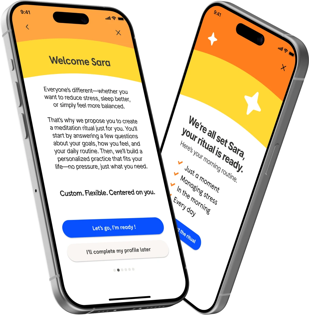 Onboarding V2 : « Welcome Sara » et « Your ritual is ready »
